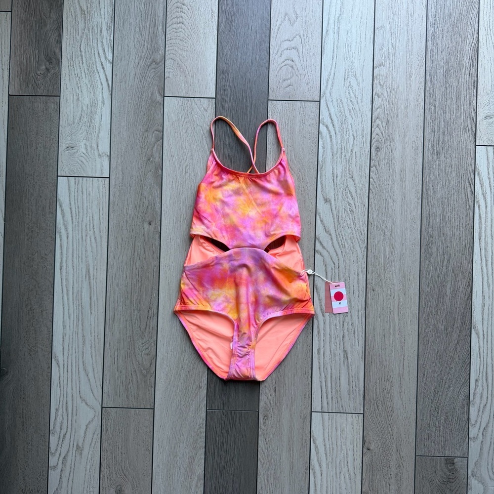 Pilyq Kids Del Mar Tie-Dye Cutout One-Piece Swimsuit size 10 NWT